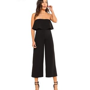 Strapless tube top jumpsuit